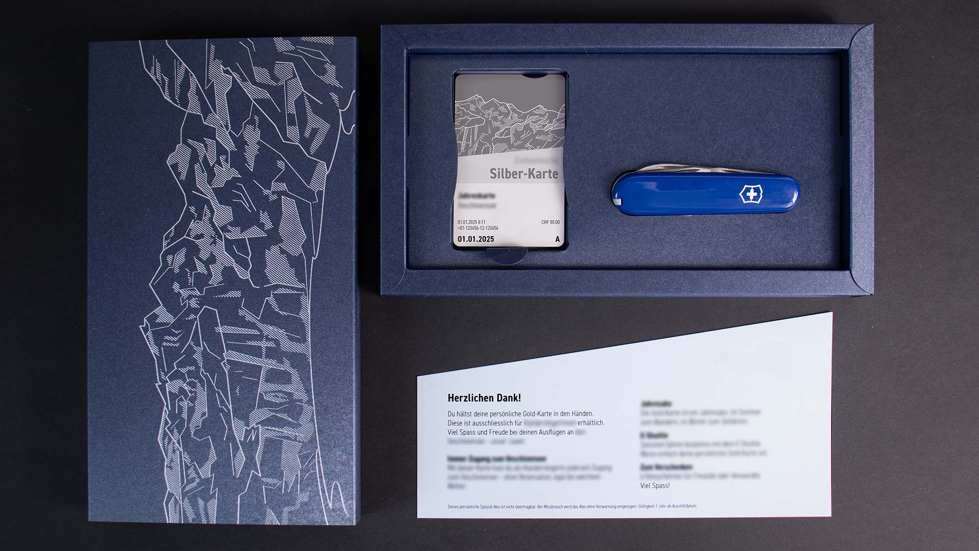 Packaging design – sparkling paper box with Keycard, giveaway and card