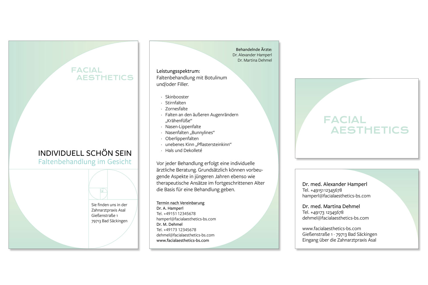 flyer and business card from facial aesthetics