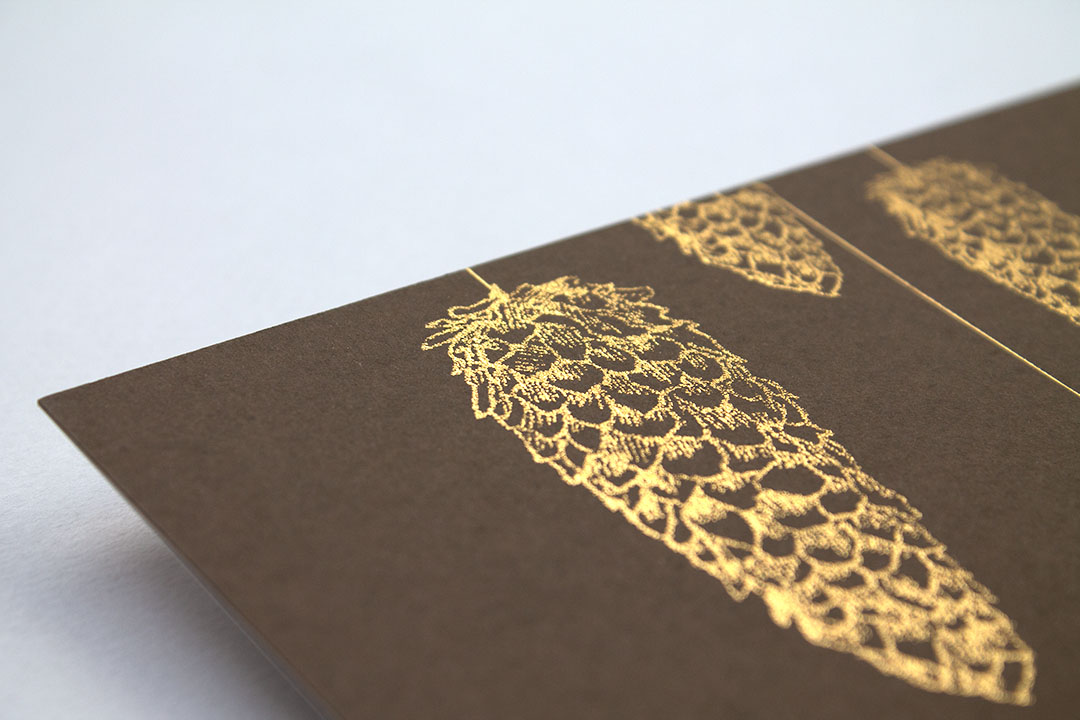 foil embossing pine cone detail