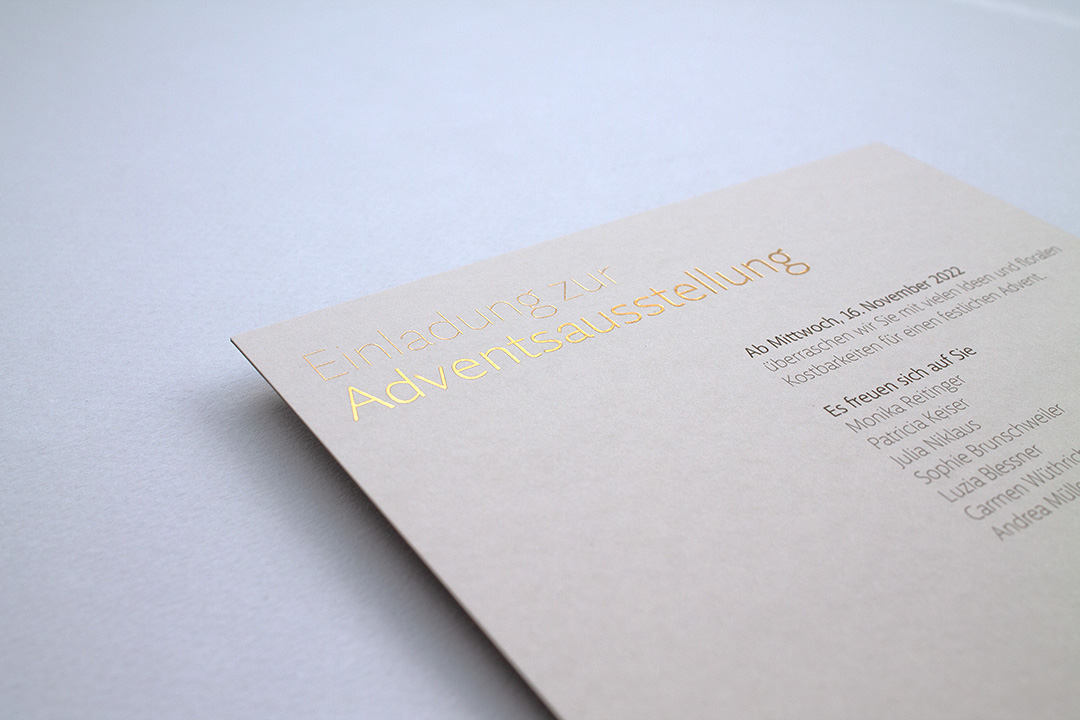 detail of a foil embossed headline